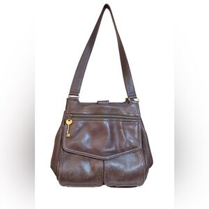 Vintage 1954 | Fossil Brown Pebbled Leather Shoulder Bag